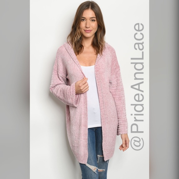 Pride&Lace Sweaters - LAST 1️⃣ 🌸Blush Chenille Hooded Cardigan🌸